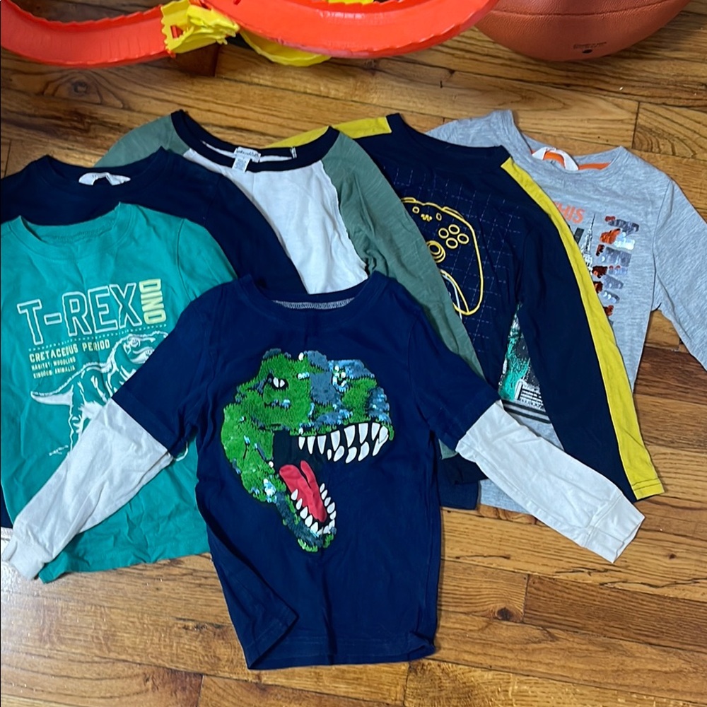 Dinosaur Graphic Kids Long Sleeve Shirt - Blue
